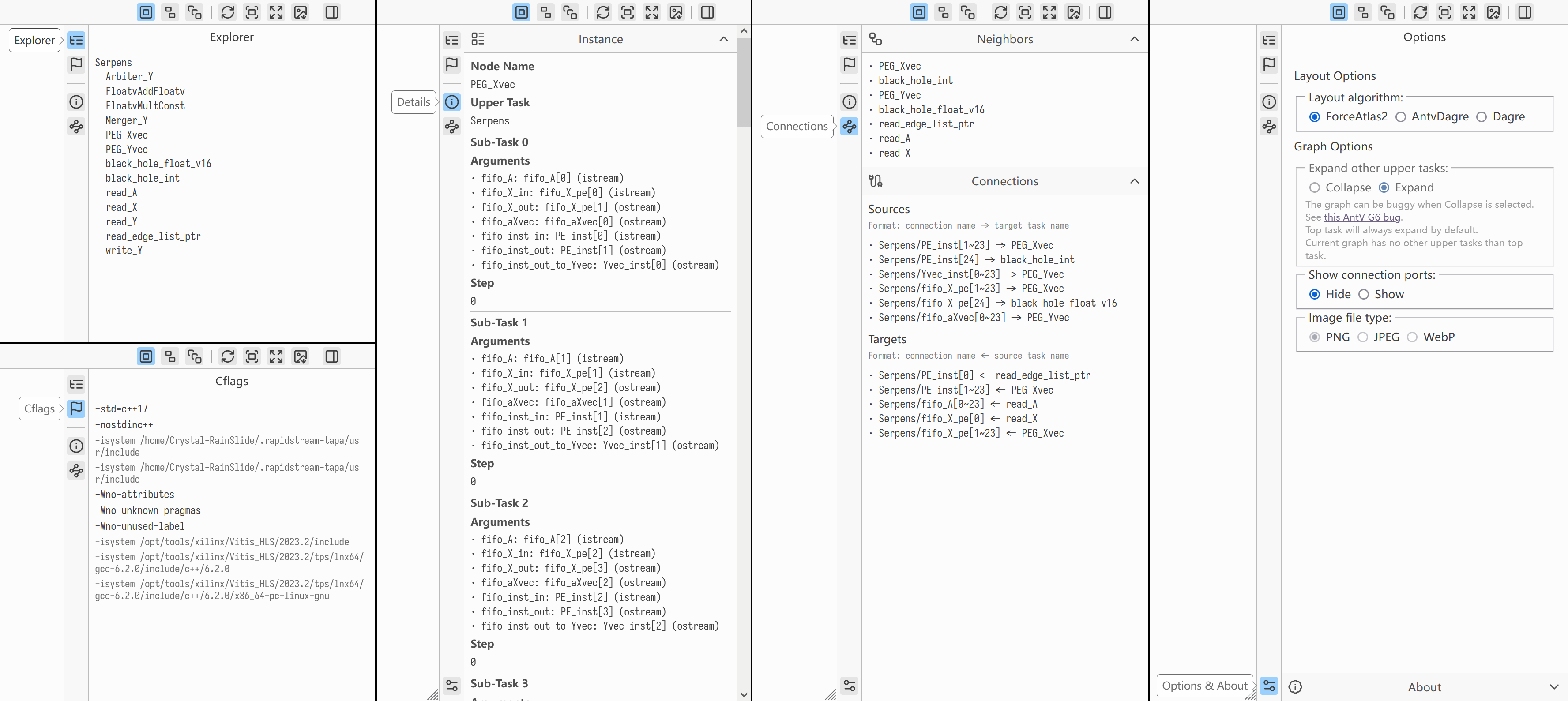 The visualizer sidebar showing Explorer, Details, and Connections tabs